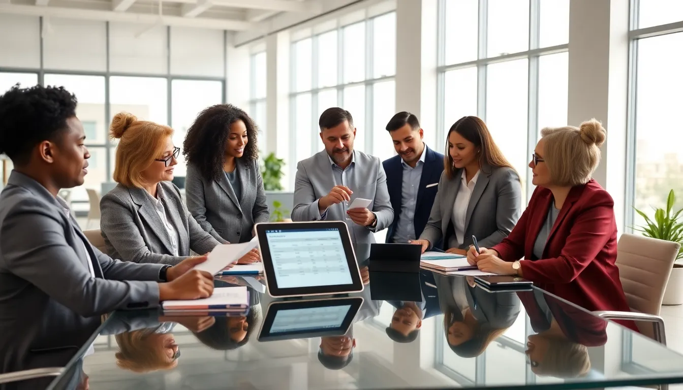 diverse professionals discussing Social Security taxation in a modern office.